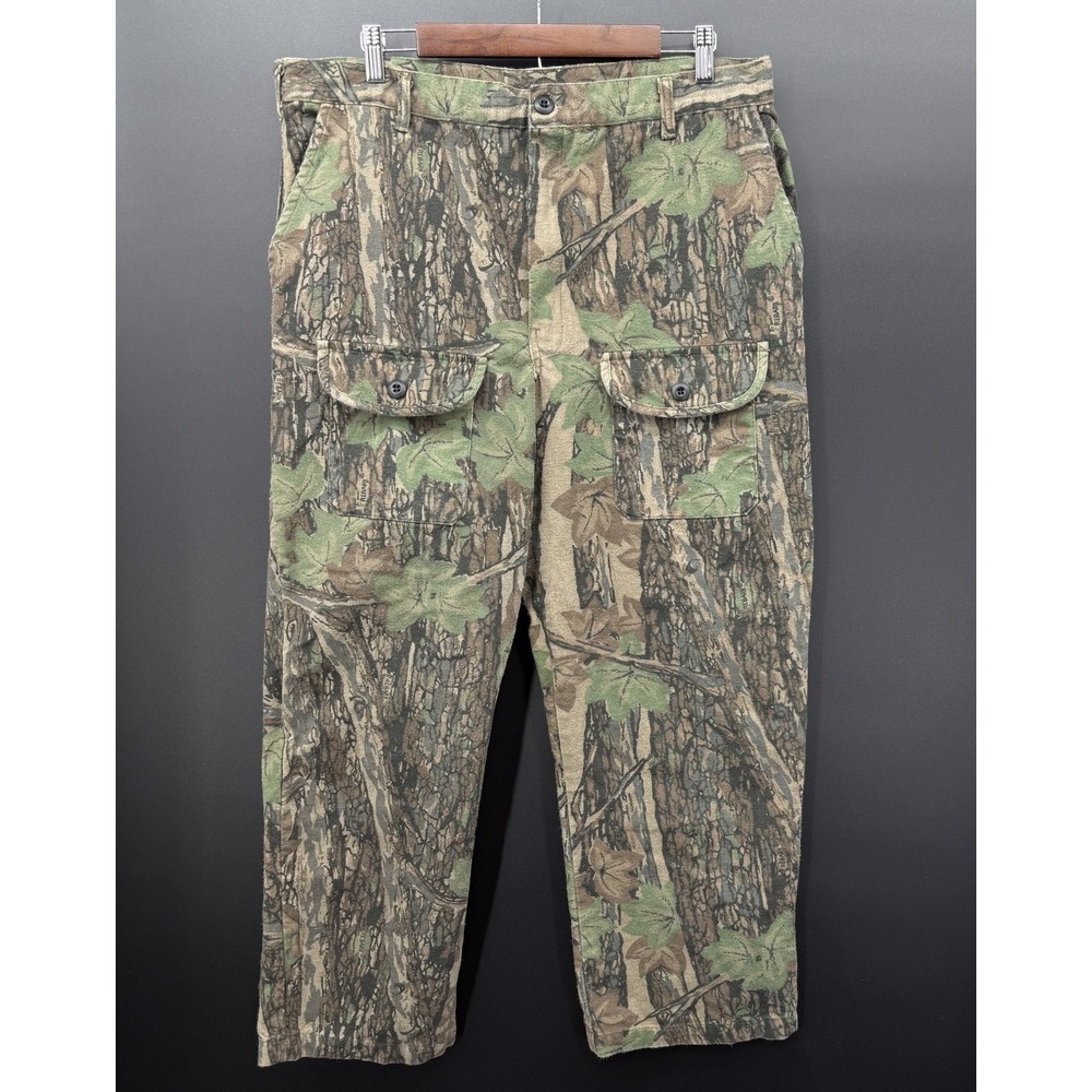 Vintage OCOEE Rebark Camo Cargo Pants Mens Tag Size 38 100% Cotton Hunting 37x29